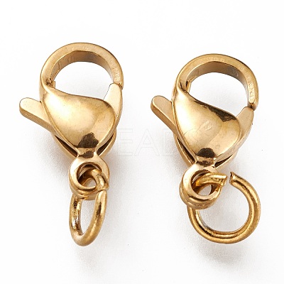 Ion Plating(IP) 304 Stainless Steel Lobster Claw Clasps X-STAS-G240-01C-G-1