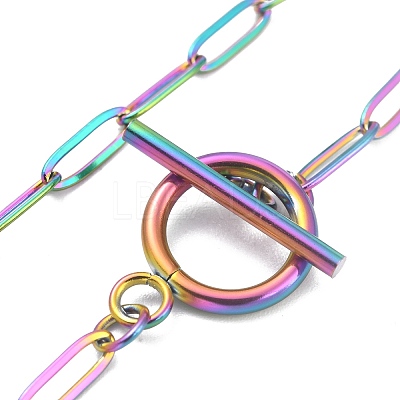 Ion Plating(IP) 304 Stainless Steel Paperclip Chain Bracelets BJEW-O186-02MC-1