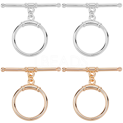 10Pcs 2 Colors Brass Toggle Clasps KK-BBC0021-22A-1