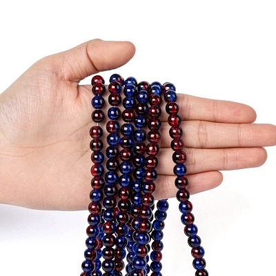 Spray Painted Crackle Glass Beads Strands CCG-Q002-8mm-12-1