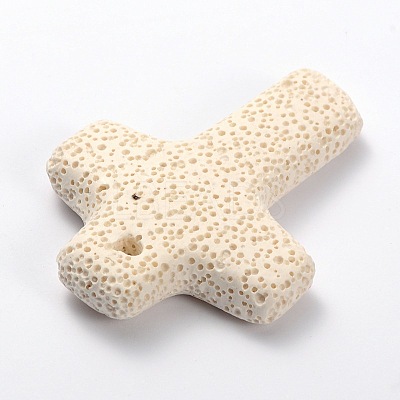 Synthetic Lava Rock Big Cross Big Pendants G-O025-03I-1