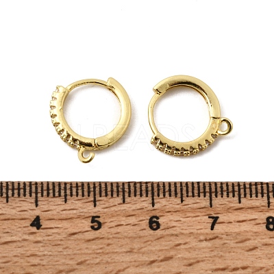 Brass Micro Pave Clear Cubic Zirconia Hoop Earring Findings KK-Z154-04G-1