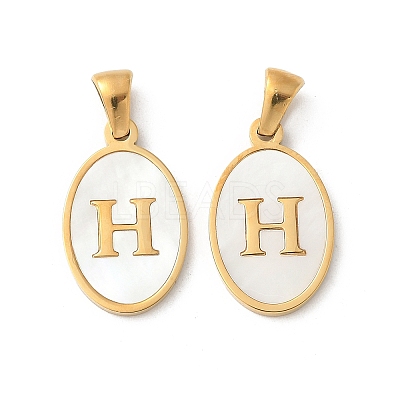 Natural Shell Oval with Initial Pendants STAS-I351-23G-H-1