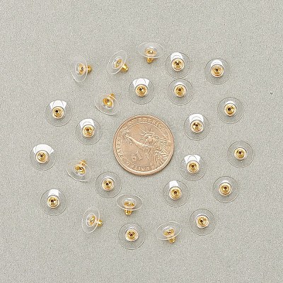 100 Pairs Brass Bullet Clutch Earring Backs KK-YW0001-32-1