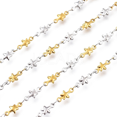 304 Stainless Steel Star Link Chains CHS-M003-04GP-1