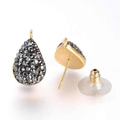 Polymer Clay Rhinestone Stud Earring Findings EJEW-S197-01-1