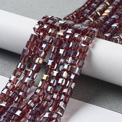 Electroplate Glass Beads Strands EGLA-R030-4x4mm-09-1
