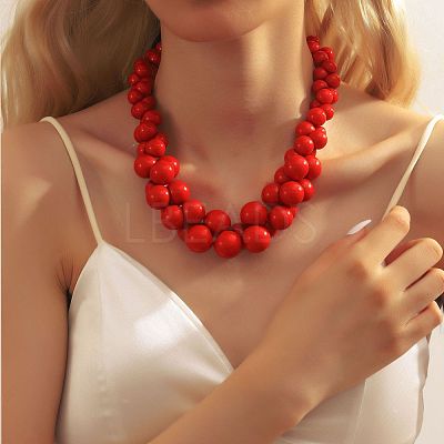 Resin Round Shaped Graduated Beaded Necklaces for Women FS-WG3D4DE-03-1