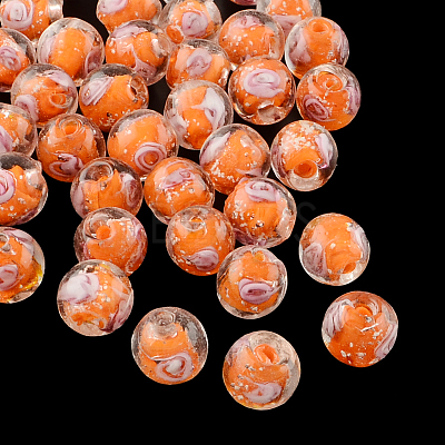 Handmade Luminous Inner Flower Lampwork Beads X-LAMP-R129-8mm-M-1
