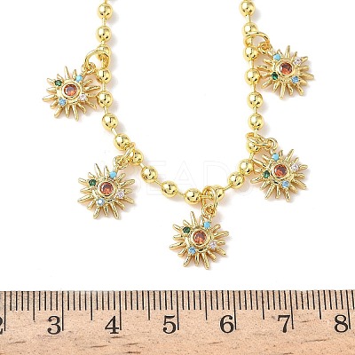 Brass Micro Pave Cubic Zirconia Sun Pendant Bib Necklaces NJEW-G183-02G-1
