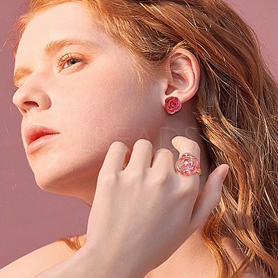 DIY Rose Flower Earring & Finger Ring Making Kit DIY-SZ0008-45-1