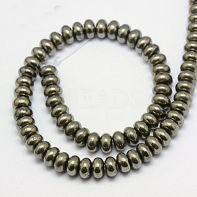 Natural Pyrite Beads Strands G-L032-8x5mm-01-1