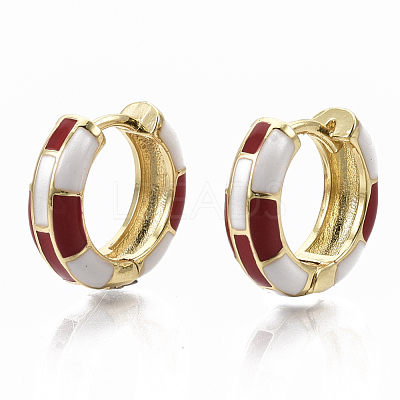 Brass Huggie Hoop Earrings EJEW-S209-06D-1