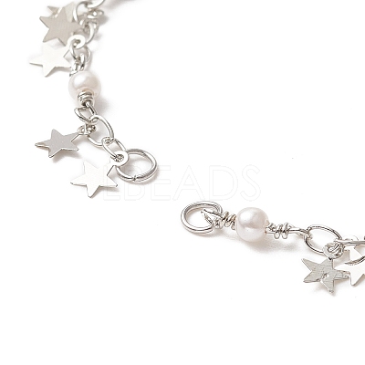 Brass Star Charms Chain Bracelet Making AJEW-JB01151-03-1