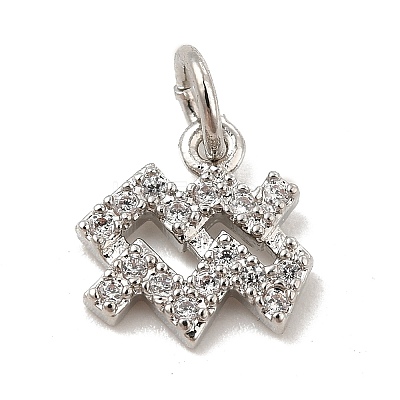 Brass Micro Pave Cubic Zirconia Charms KK-E077-02P-09-1