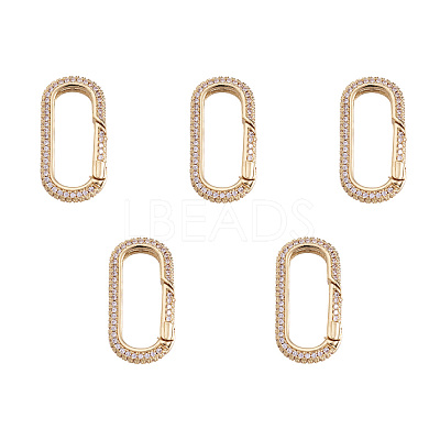 Brass Micro Pave Clear Cubic Zirconia Spring Gate Rings ZIRC-E164-06G-1