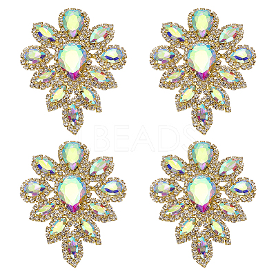 4Pcs Teardrop Shape Hotfix Rhinestone Iron on Patches PATC-FG0002-25B-1