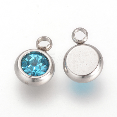 201 Stainless Steel Rhinestone Charms X-STAS-S068-12-1