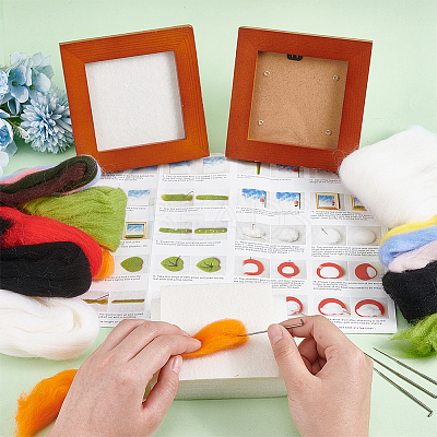 2 Sets 2 Style Panda Photo Frame Needle Felting Kit for Beginners DIY-OC0012-05-1