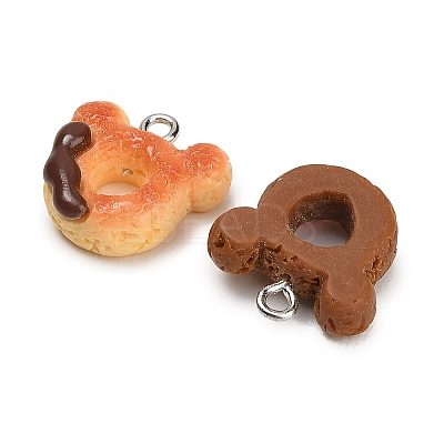 Opaque Resin Imitation Donut Pendants RE-CBAF169-06B-1