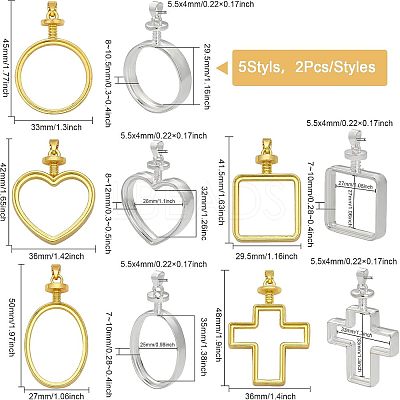 10Pcs 10 Style Zinc Alloy Pendant Cabochon Settings FIND-CA0005-85-1