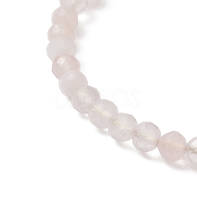 Natural Rose Quartz Beaded Cuff Bangles BJEW-JB13326-03-1