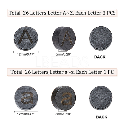 26Pcs 26 Styles Flat Round with Letter Wooden Cabochons WOOD-GA0001-28-1