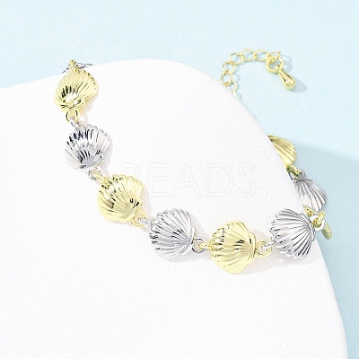 Brass Link Chain Bracelets for Women BJEW-G762-01GP-02-1