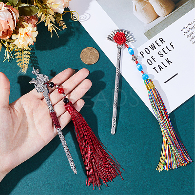 4Pcs 2 Style Alloy Bookmarks AJEW-GF0007-98-1
