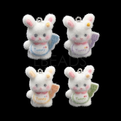 Flocky Opaque Resin Pendants RE-CBAC51B-04P-1