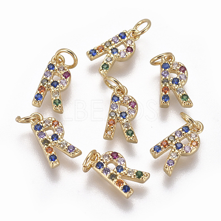 Brass Micro Pave Cubic Zirconia Charms ZIRC-L070-38R-G-1
