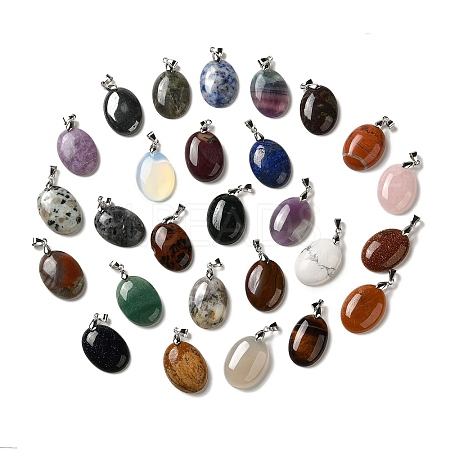 Natural & Synthetic Mixed Gemstone Pendants G-Z055-03P-1