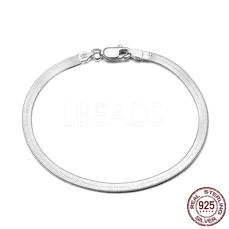 3mm 925 Sterling Silver Herringbone Chain Bracelets BJEW-I314-006C-P-1