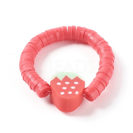 Handmade Polymer Clay Heishi Beaded Stretch Rings RJEW-JR00332-1