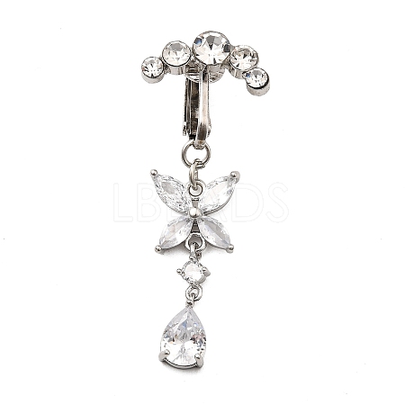 Brass Pave Clear Cubic Zirconia Clip on Belly Rings FS-WG683DA-02-1