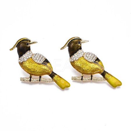 Bird Enamel Pin with Rhinestone JEWB-N007-090-1