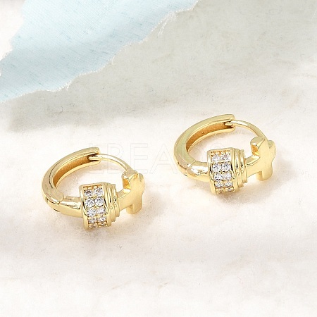 Cross Brass Micro Pave Cubic Zirconia Hoop Earrings KK-CBAEEA8-37G-1