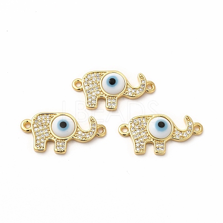 Rack Plating Real 18K Gold Plated Brass Micro Pave Clear Cubic Zirconia Connector Charms ZIRC-L102-05G-01-1