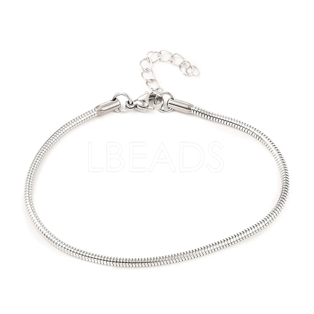 Unisex 304 Stainless Steel Round Snake Chain Bracelets BJEW-H541-02B-P-1