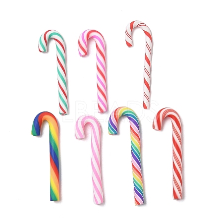 Christmas Candy Cane Handmade Polymer Clay Beads CLAY-P005-04-1