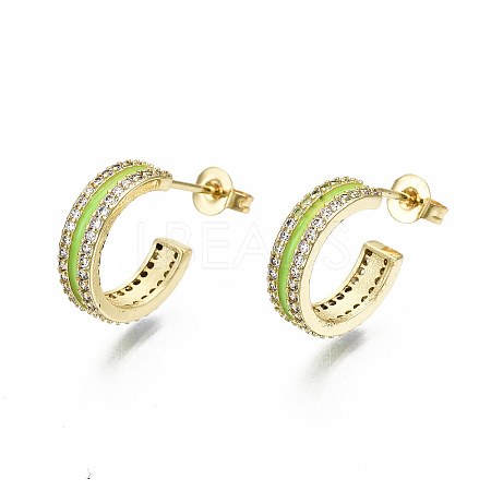 Semicircular Brass Micro Pave Clear Cubic Zirconia Half Hoop Earrings EJEW-T046-21D-NF-1