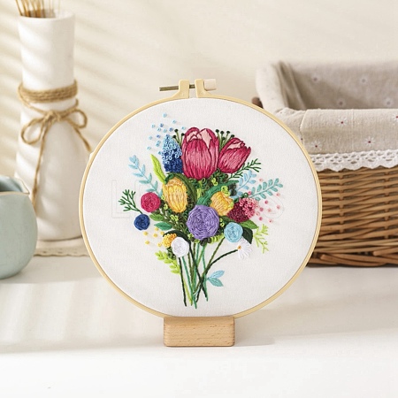 DIY Bouquet Pattern Embroidery Kit DIY-O021-16-1