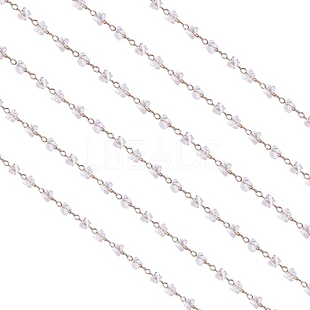 Clear Cubic Zirconia Chips Beaded Chains JX589A-01-1