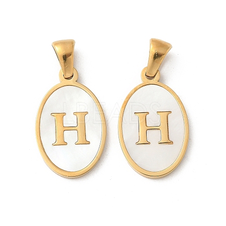 Natural Shell Oval with Initial Pendants STAS-I351-23G-H-1