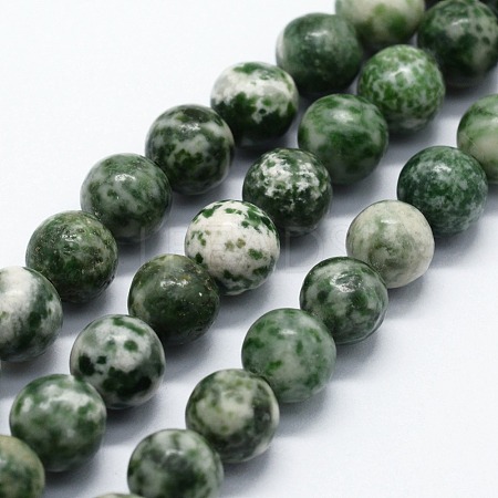 Natural Green Spot Jasper Beads Strands G-I199-30-12mm-1