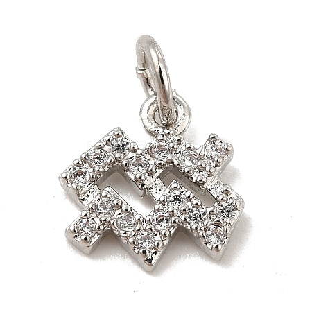 Brass Micro Pave Cubic Zirconia Charms KK-E077-02P-09-1