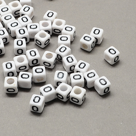 Large Hole Acrylic Letter European Beads X-SACR-Q103-6mm-01O-1