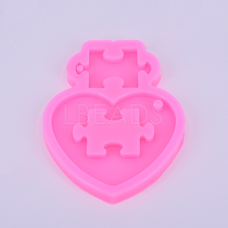 DIY Heart with Puzzle Autism Symbol Food Grade Silicone Molds X-DIY-WH0167-81-1