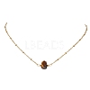 Natural Mixed Stone Faceted Nuggets Pendant 304 Stainless Steel Satellite Chain Necklaces NJEW-JN06025-3