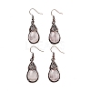 Natural Rose Quartz Teardrop Dangle Earrings EJEW-B055-01R-20-1